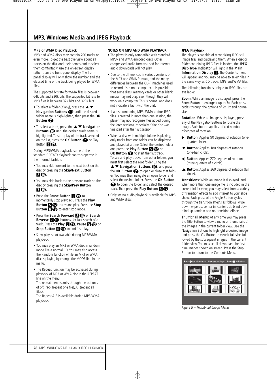 Mp3, windows media and jpeg playback | Harman-Kardon DVD 49 User Manual | Page 28 / 34