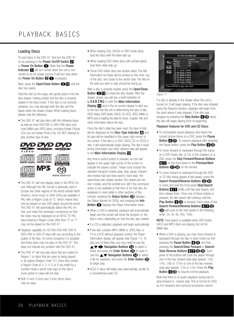 Playback basics | Harman-Kardon DVD47 User Manual | Page 26 / 40