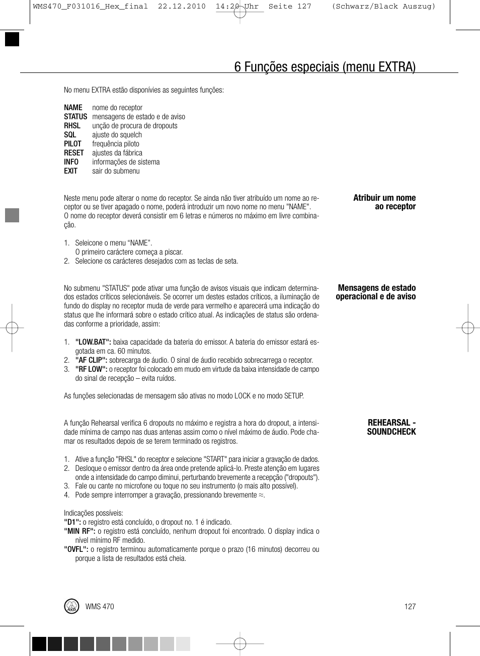 6 funções especiais (menu extra) | Harman-Kardon WMS 470 User Manual | Page 133 / 142