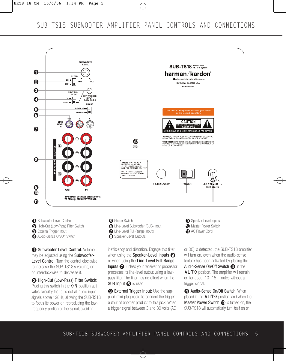 Harman-Kardon HKTS 18 User Manual | Page 5 / 16