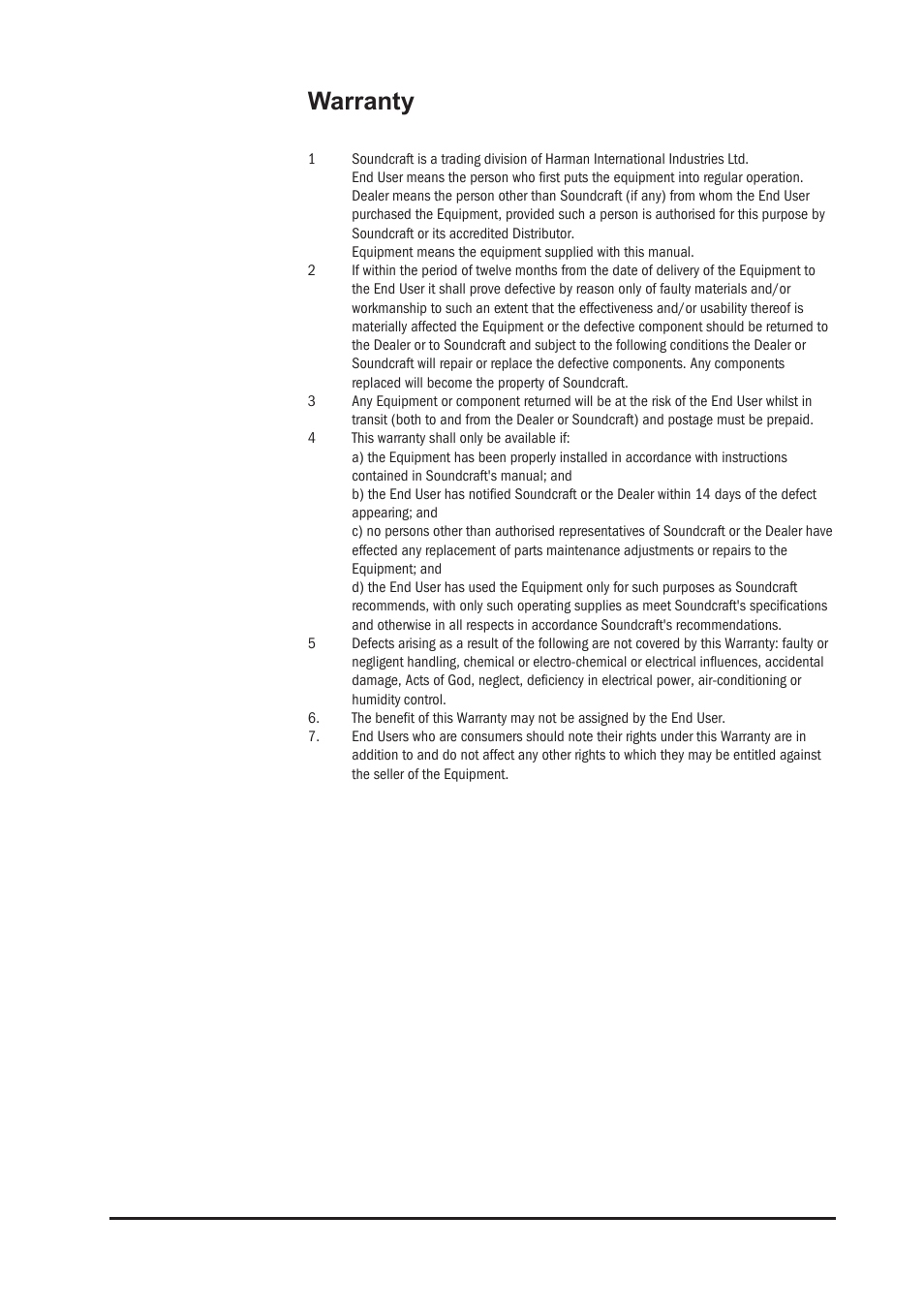 Warranty | Harman-Kardon GB4 User Manual | Page 7 / 40