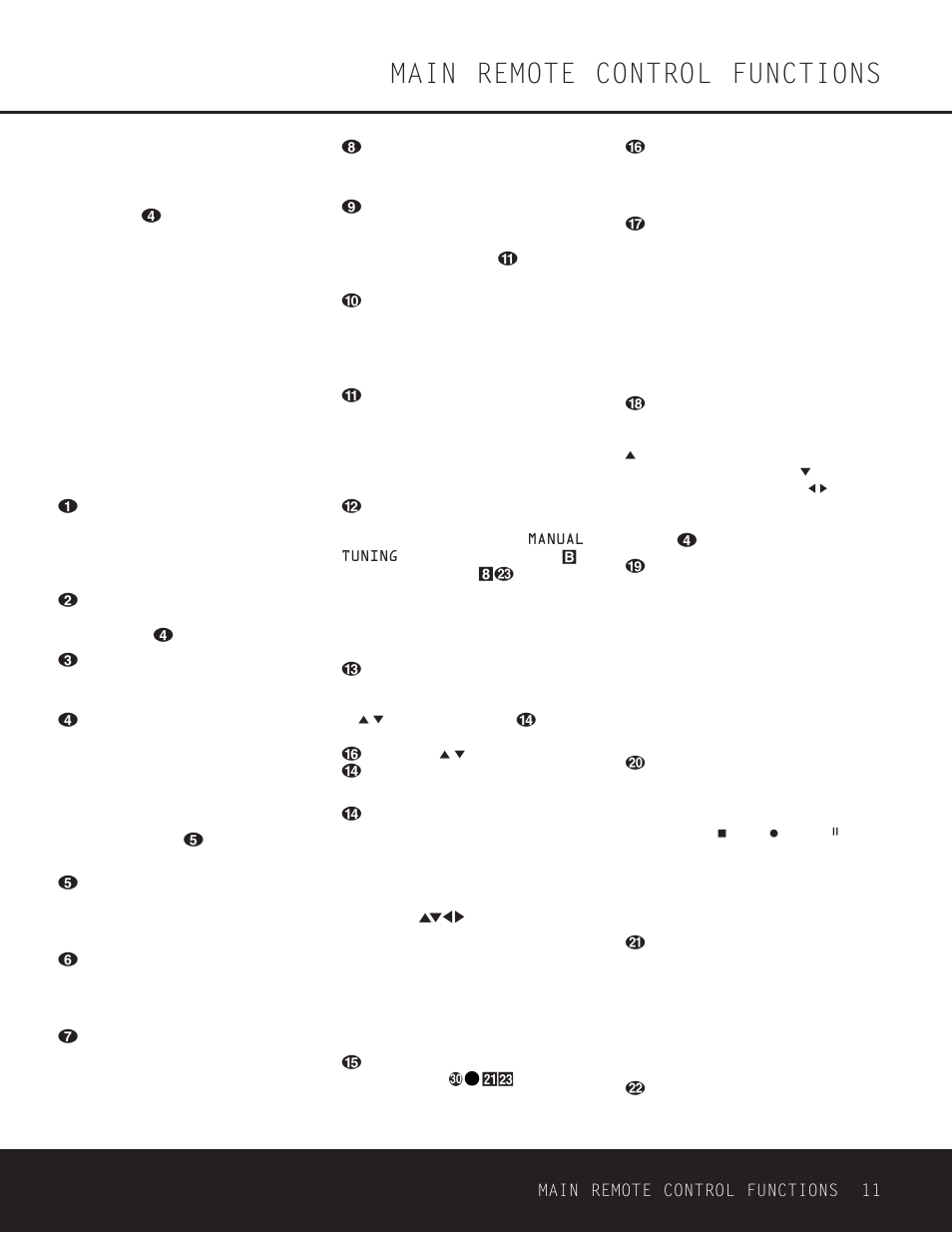 Main remote control functions, Main remote control functions 11 | Harman-Kardon DPR 1001 User Manual | Page 11 / 44