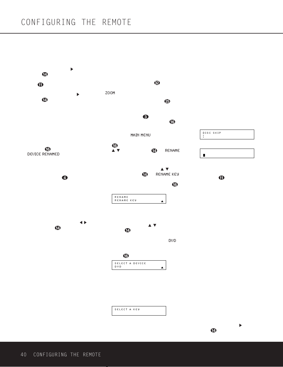 Configuring the remote, 40 configuring the remote | Harman-Kardon DPR 1001 User Manual | Page 40 / 44