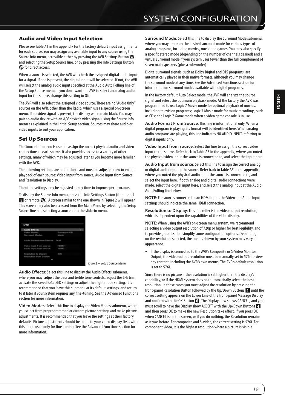 System configuration | Harman-Kardon AVR 260 User Manual | Page 19 / 54