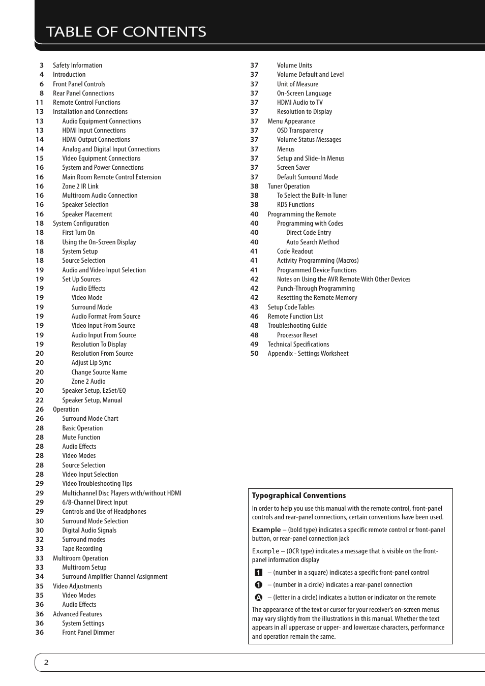 Harman-Kardon AVR 260 User Manual | Page 2 / 54
