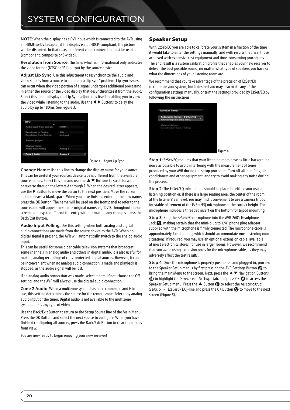 System configuration | Harman-Kardon AVR 260 User Manual | Page 20 / 54