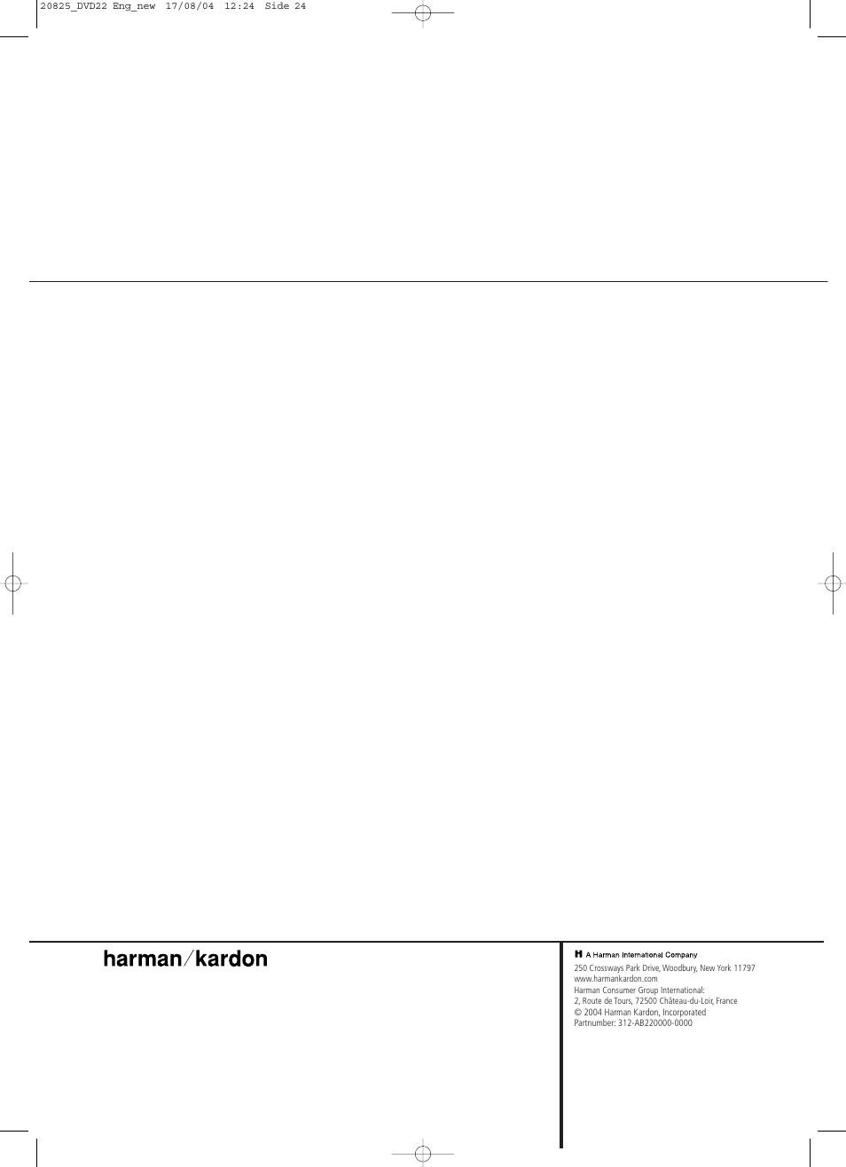 Harman-Kardon DVD 22 User Manual | Page 24 / 24