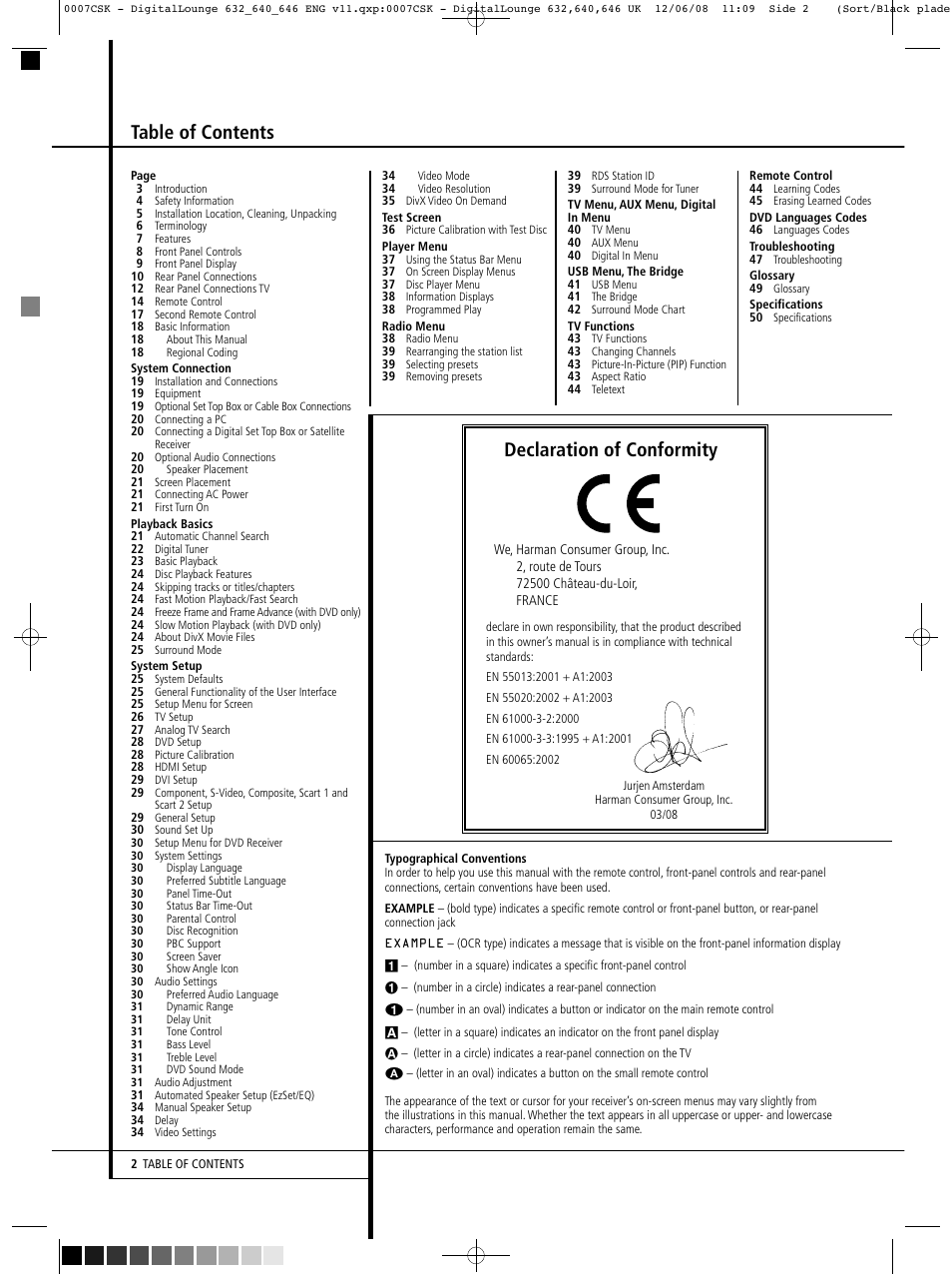 Harman-Kardon DIGITAL LOUNGE 640 User Manual | Page 2 / 54