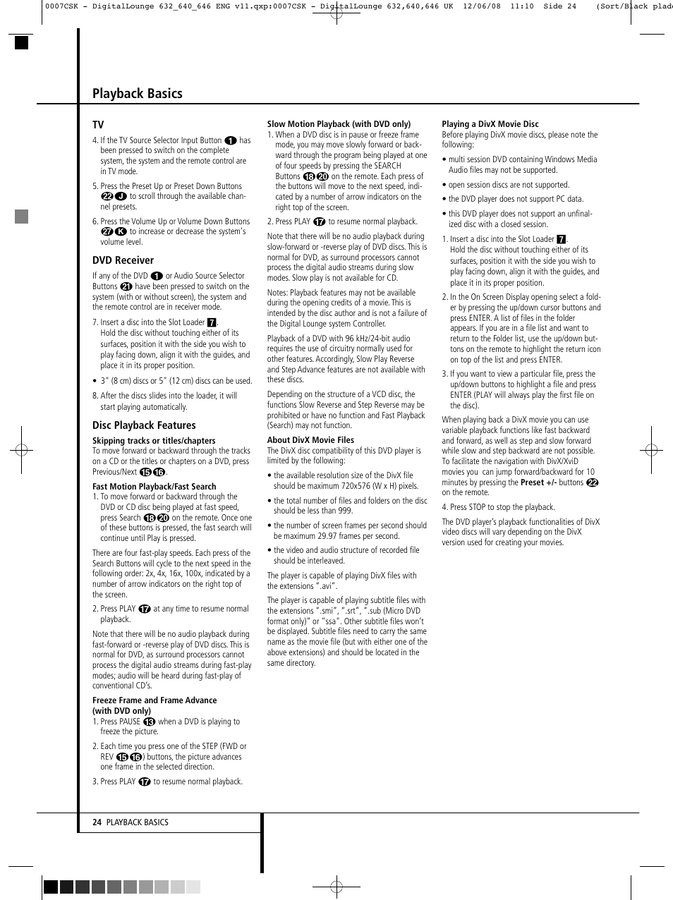 Playback basics | Harman-Kardon DIGITAL LOUNGE 640 User Manual | Page 24 / 54