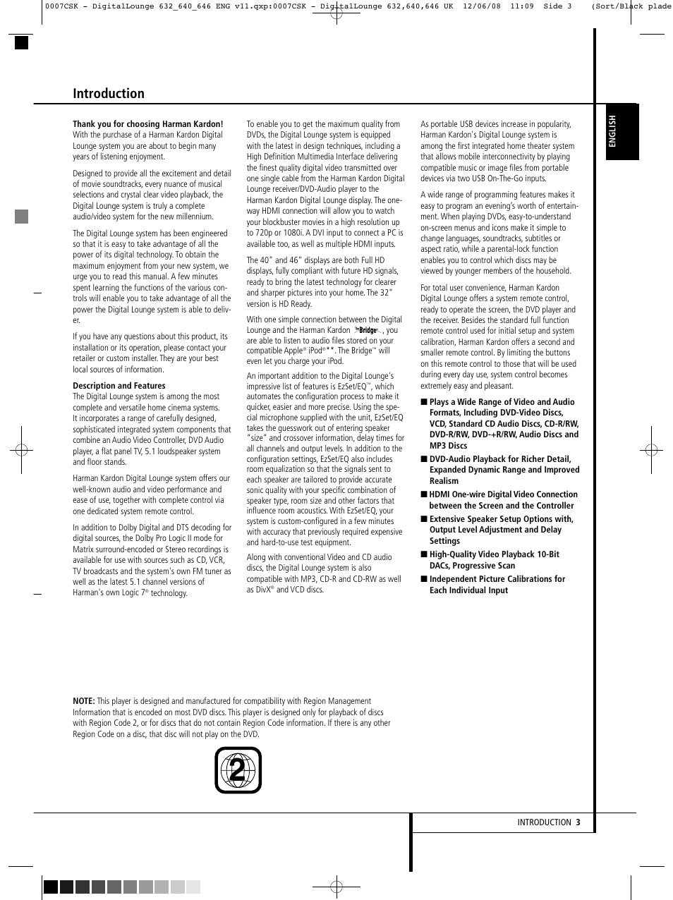 Introduction | Harman-Kardon DIGITAL LOUNGE 640 User Manual | Page 3 / 54