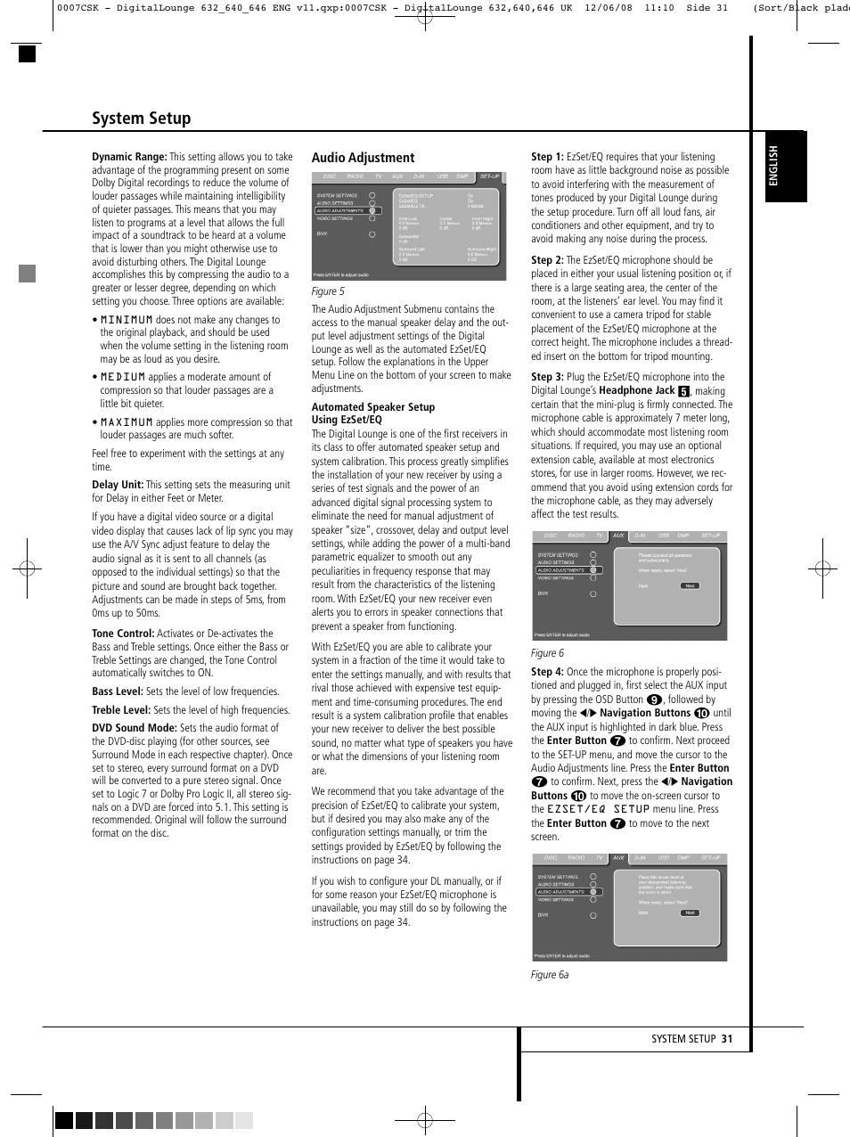 System setup | Harman-Kardon DIGITAL LOUNGE 640 User Manual | Page 31 / 54