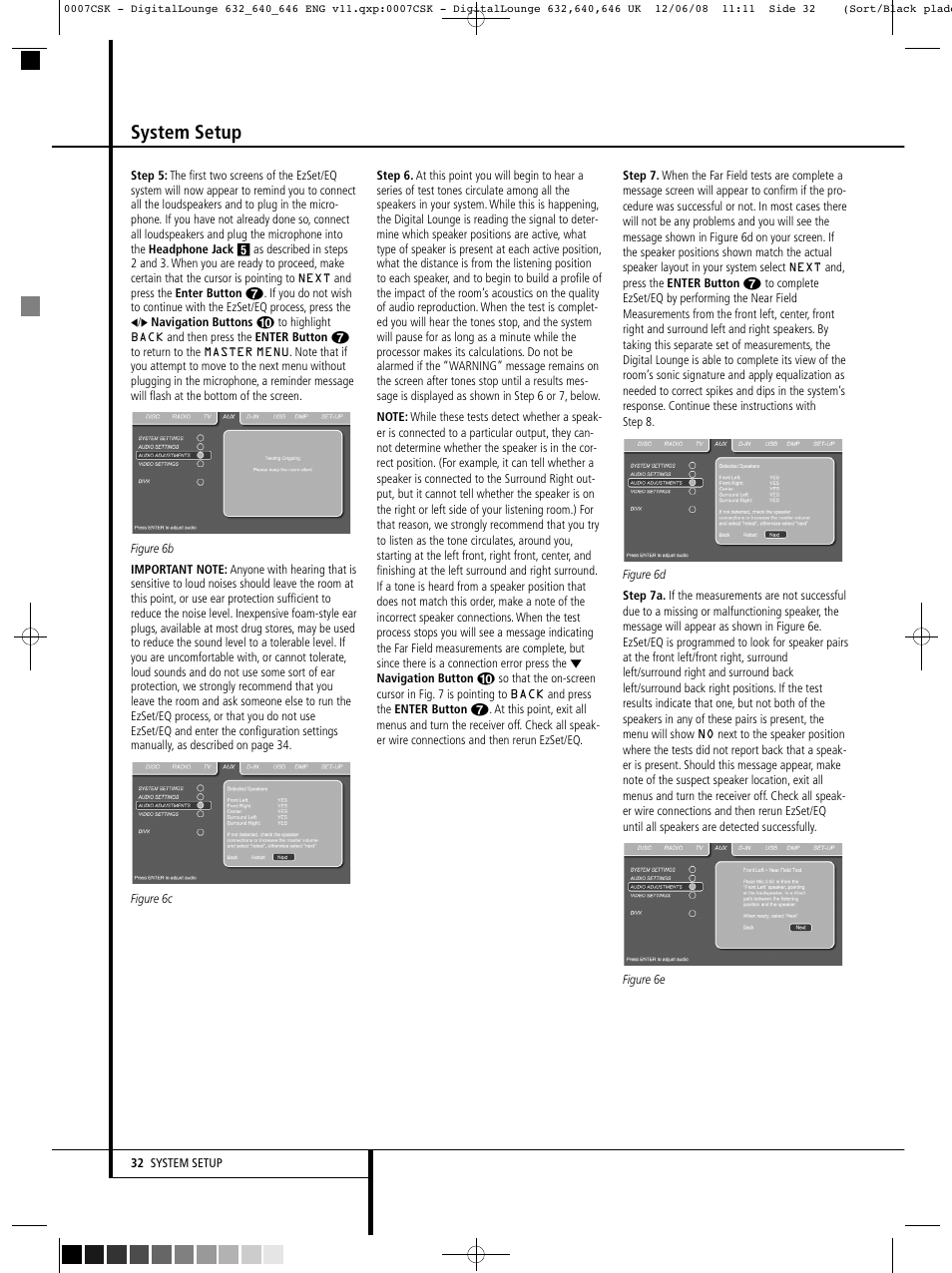 System setup | Harman-Kardon DIGITAL LOUNGE 640 User Manual | Page 32 / 54