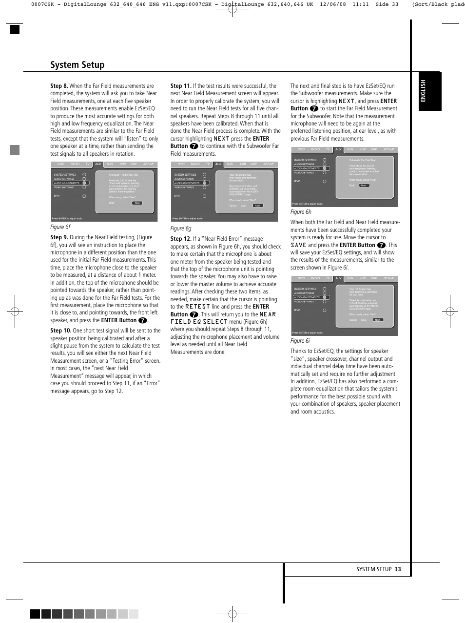 System setup | Harman-Kardon DIGITAL LOUNGE 640 User Manual | Page 33 / 54