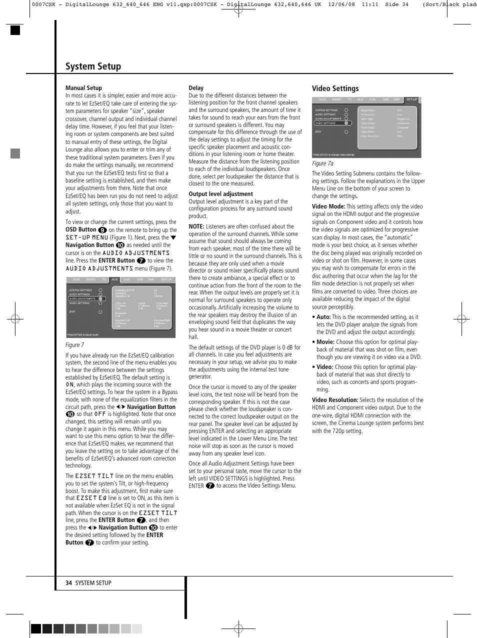 System setup | Harman-Kardon DIGITAL LOUNGE 640 User Manual | Page 34 / 54