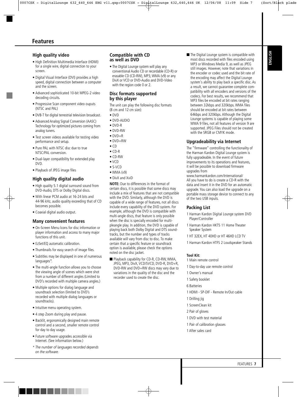 Features | Harman-Kardon DIGITAL LOUNGE 640 User Manual | Page 7 / 54
