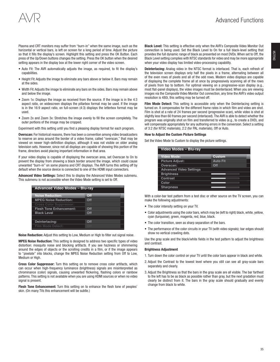 Advanced functions | Harman-Kardon AVR 365 User Manual | Page 35 / 62
