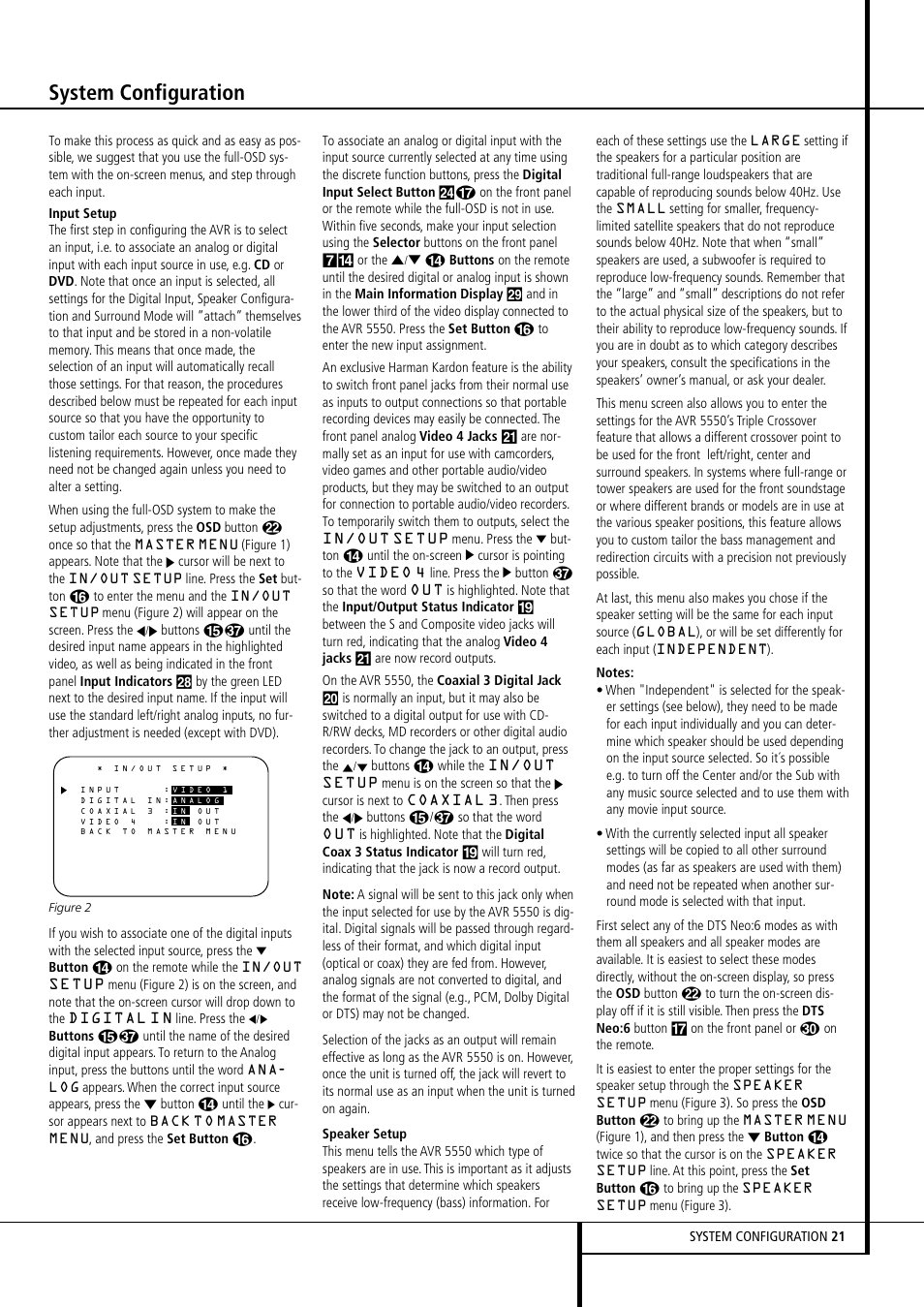 System configuration | Harman-Kardon AVR 5550 User Manual | Page 21 / 52