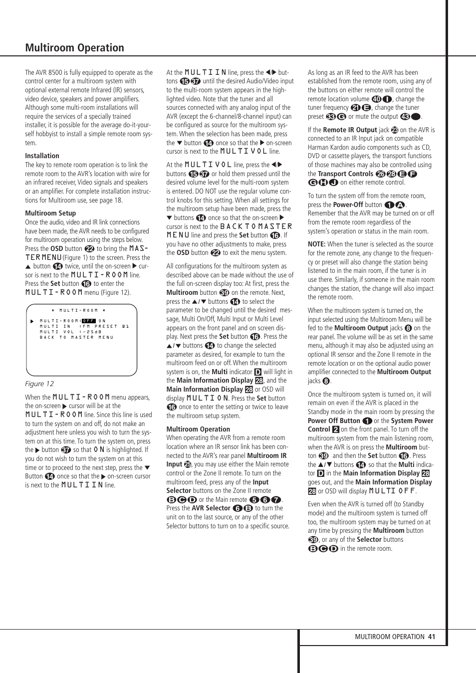 Multiroom operation | Harman-Kardon AVR 8500 User Manual | Page 41 / 54