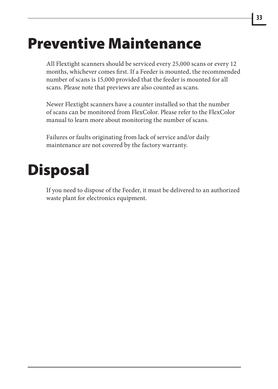 Preventive maintenance, Disposal | Hasselblad 949 User Manual | Page 33 / 36