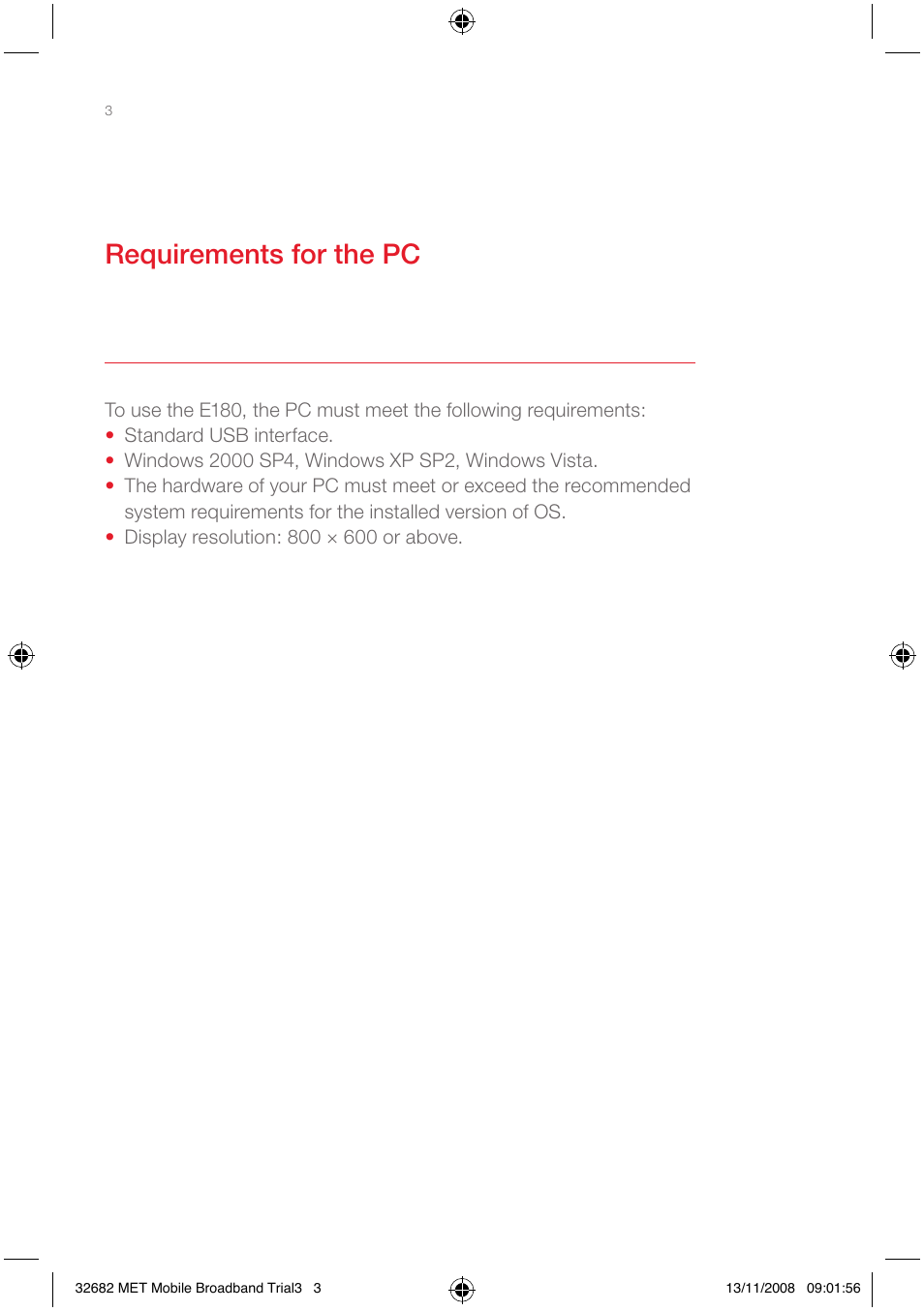 Requirements for the pc | Huawei E180 User Manual | Page 10 / 20