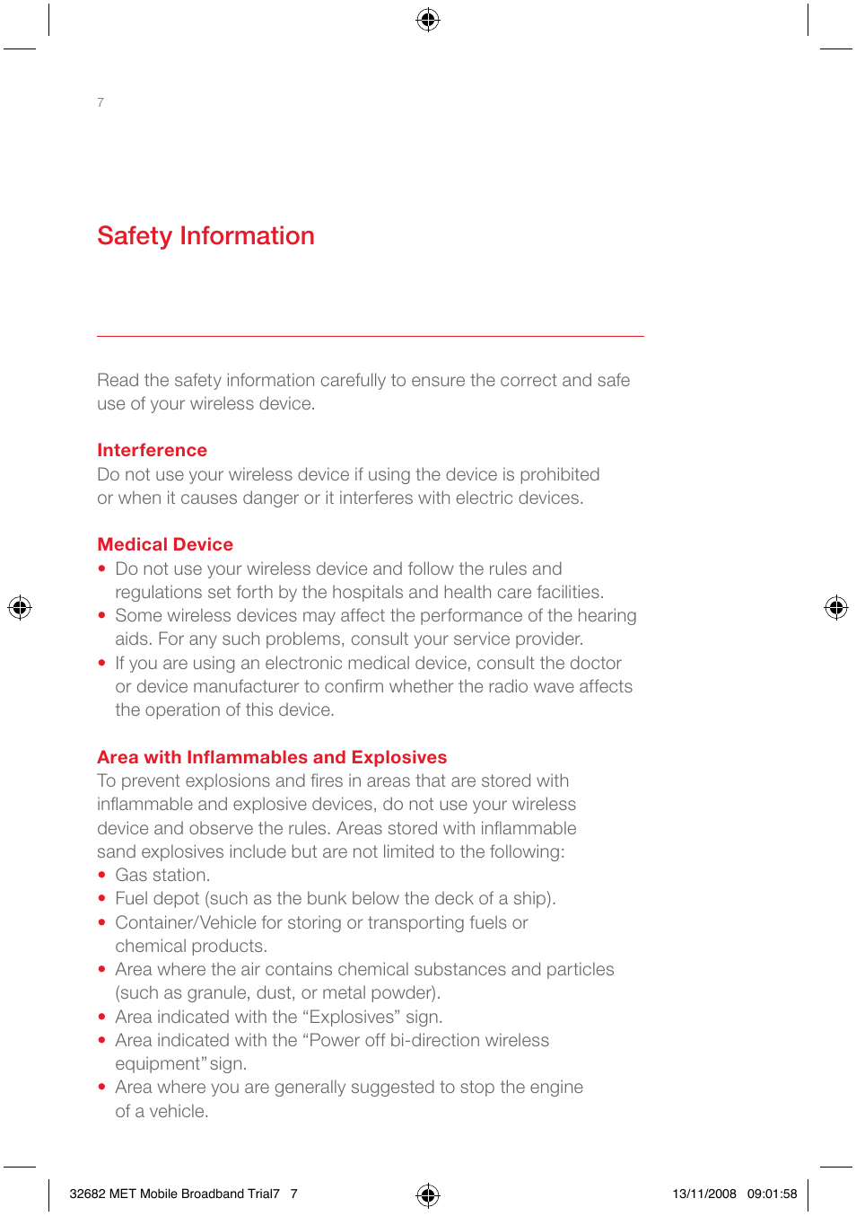 Safety information | Huawei E180 User Manual | Page 14 / 20