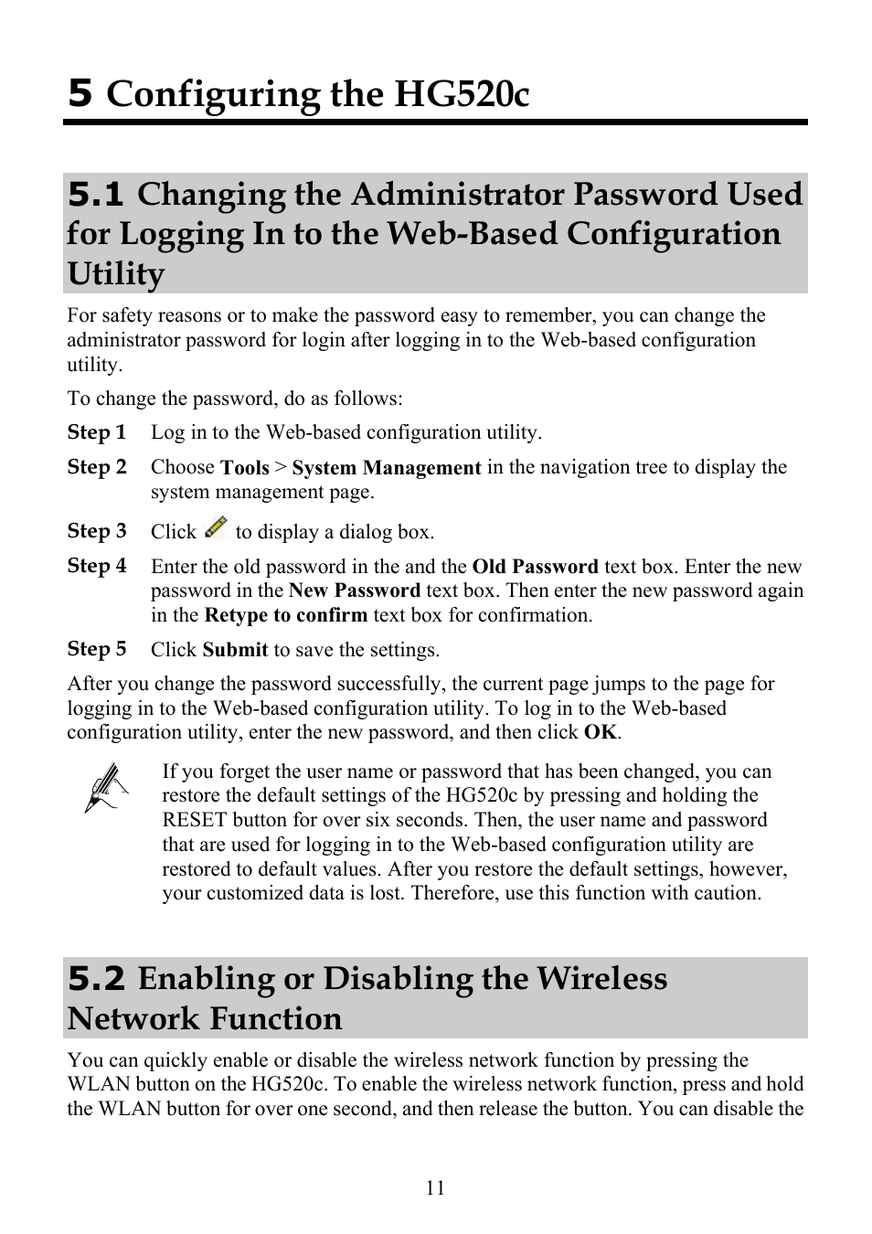 5 configuring the hg520c | Huawei ECHOLIFE HG520C User Manual | Page 16 / 25