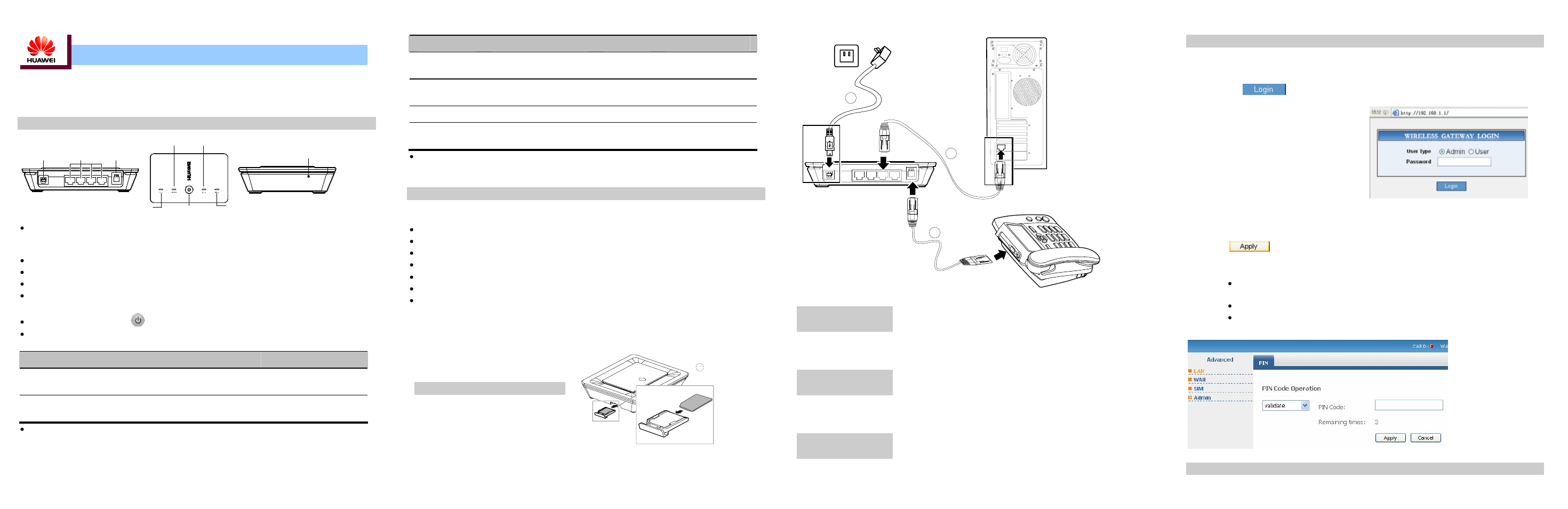 Huawei Wireless Gateway E960 User Manual | 2 pages