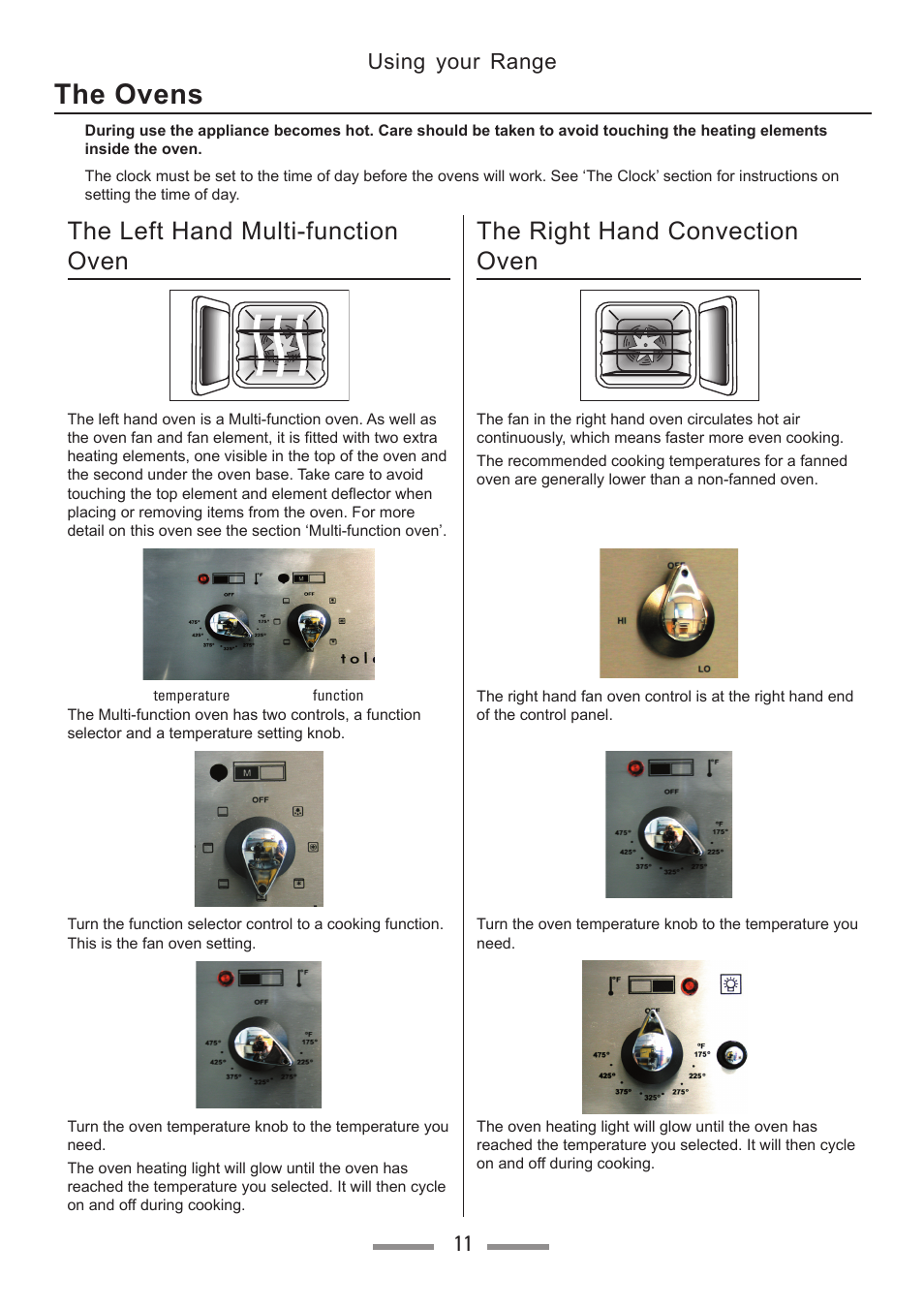 The ovens, Using your range 11 | Heartland Toledo XT User Manual | Page 11 / 48