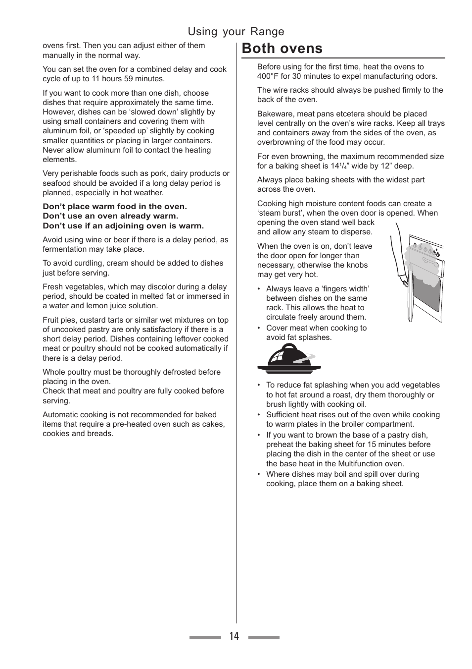 Both ovens, Using your range 14 | Heartland Toledo XT User Manual | Page 14 / 48