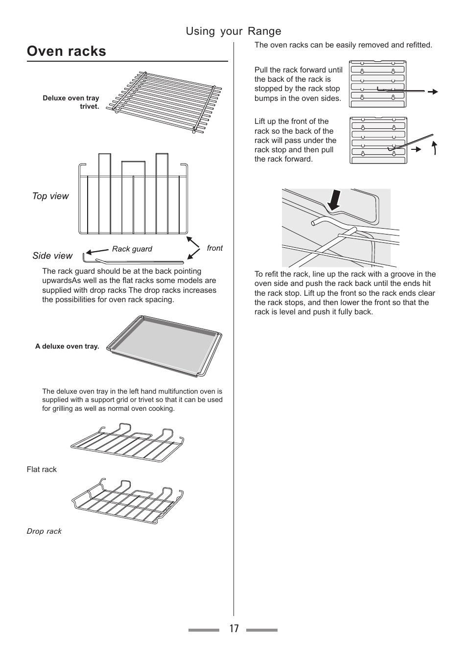 Oven racks, Using your range 17 | Heartland Toledo XT User Manual | Page 17 / 48