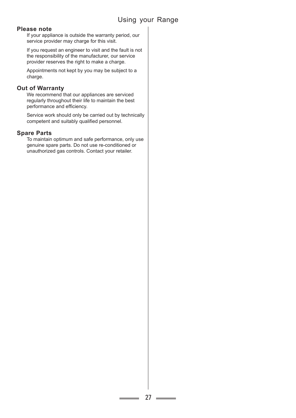 Using your range 27 | Heartland Toledo XT User Manual | Page 27 / 48