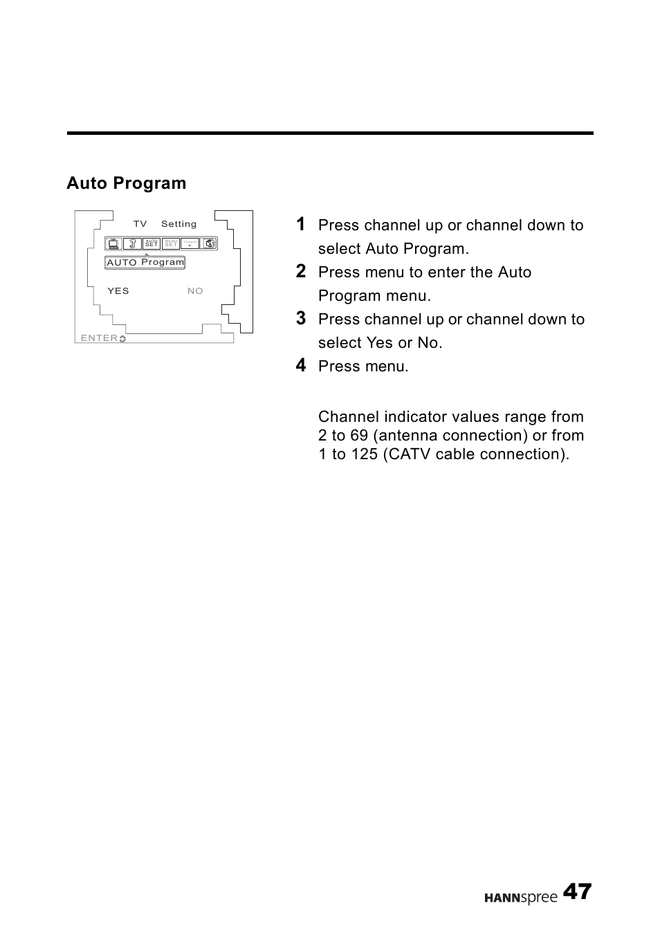 Auto program, Press menu to enter the auto program menu | HANNspree HANNSrobby User Manual | Page 48 / 63