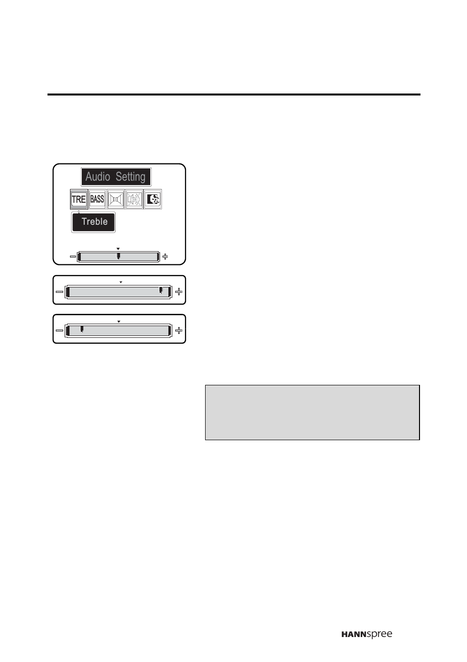 Treble | HANNspree LIQUID CRYSTAL DISPLAY WT04-12A1 User Manual | Page 38 / 60