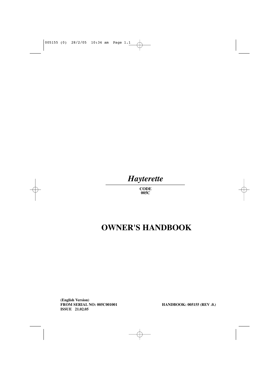 Hayter Mowers 005C User Manual | 36 pages