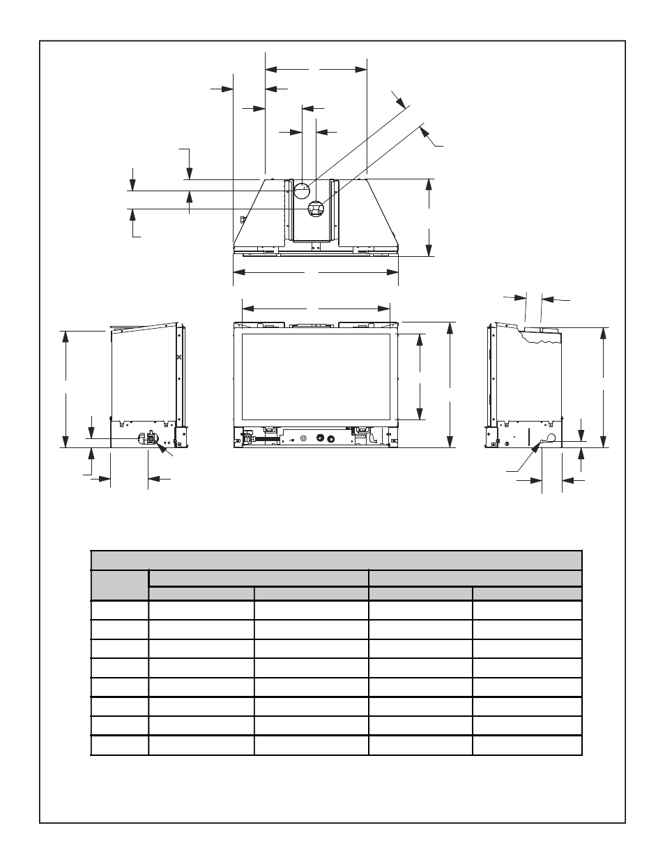Figure 2. diagram and dimension of all models | Heat & Glo Fireplace HEAT-N-GLO FB-IN User Manual | Page 13 / 23