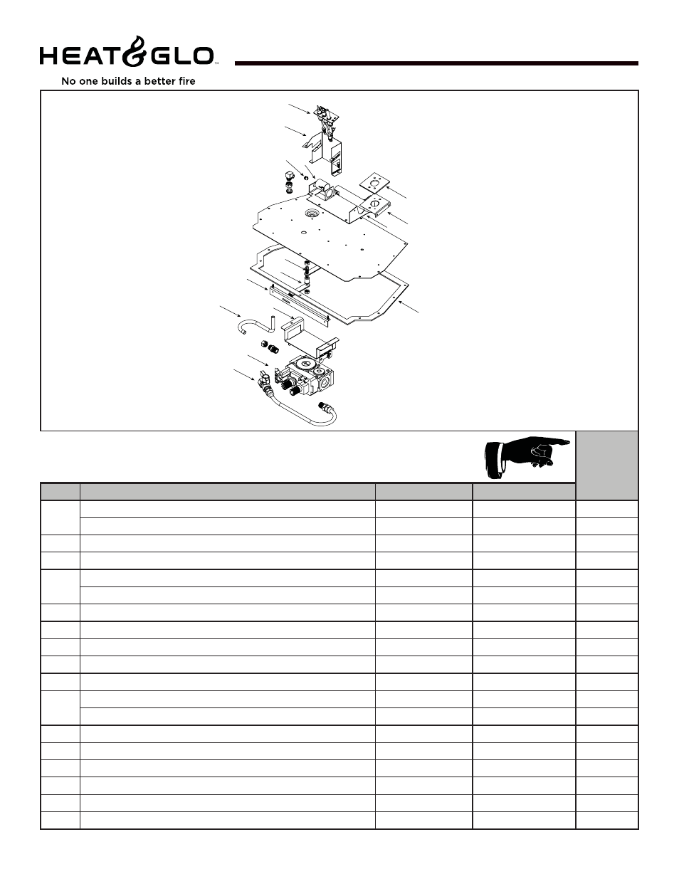 Mtl-insert, Standing pilot valve assembly, Stocked at depot | Heat & Glo Fireplace MTL-INSERT User Manual | Page 37 / 40