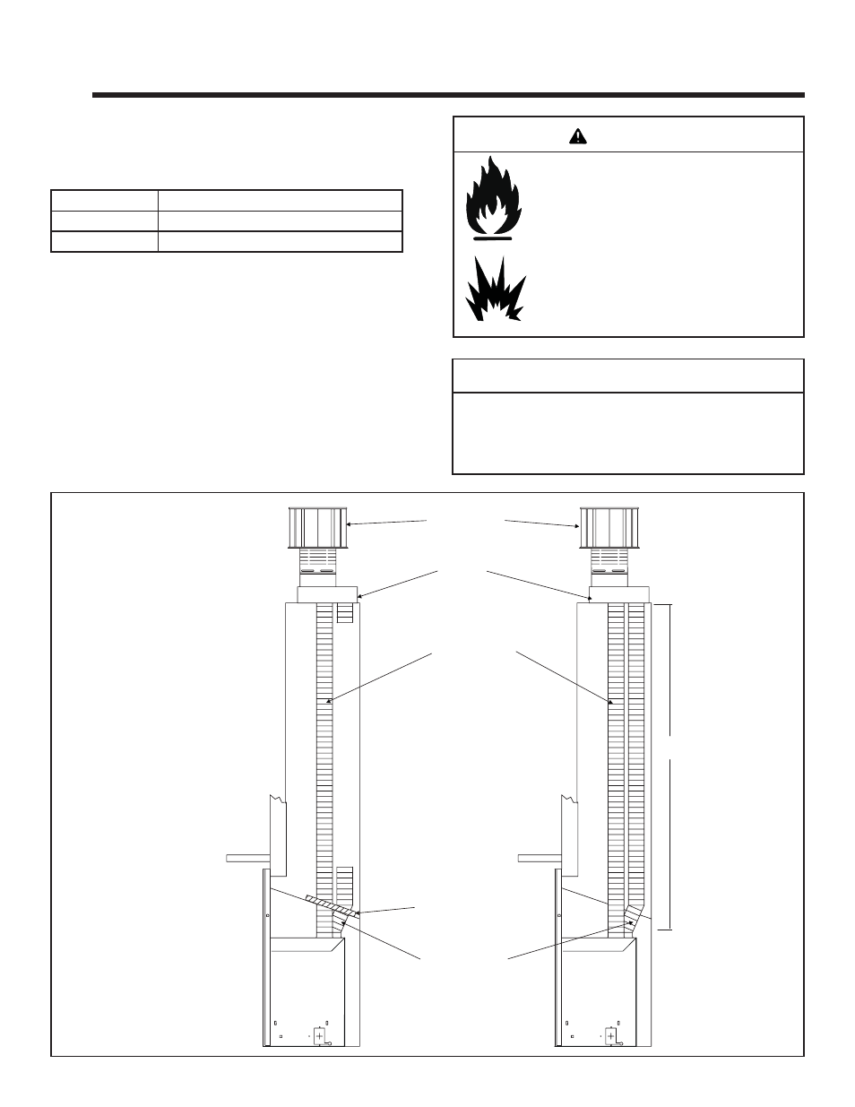 Caution, Vent information and diagrams, Warning | Heat & Glo Fireplace MTL-INSERT User Manual | Page 9 / 40