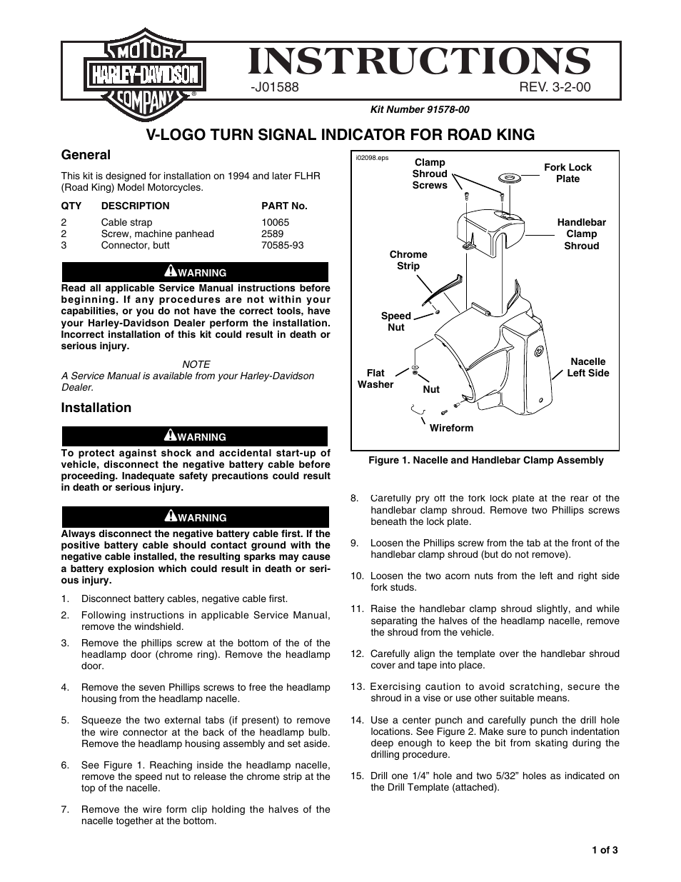 Harley-Davidson BFR550 User Manual | 3 pages