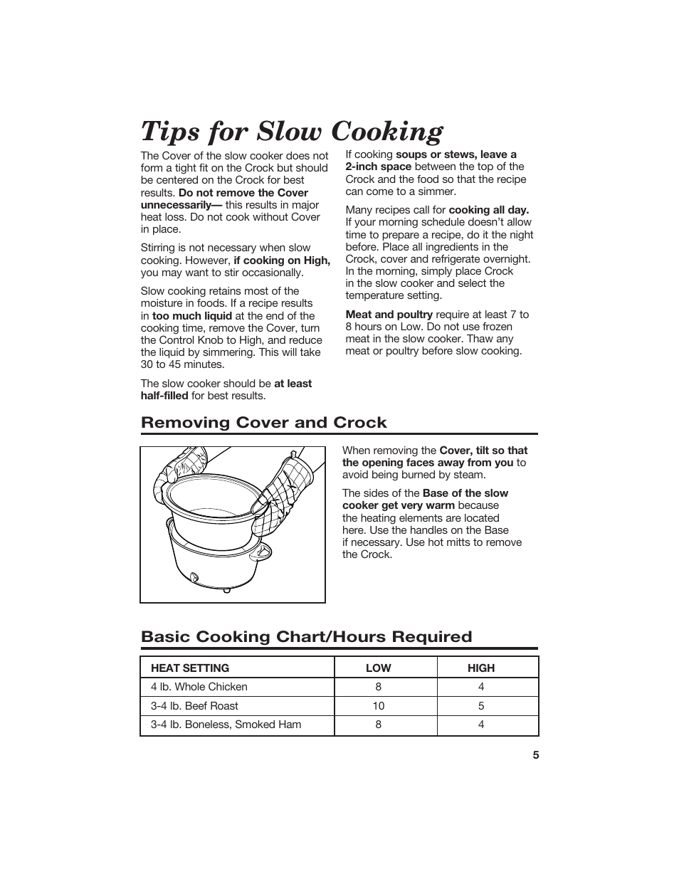 Tips for slow cooking | Hamilton Beach 840056100 User Manual | Page 5 / 8