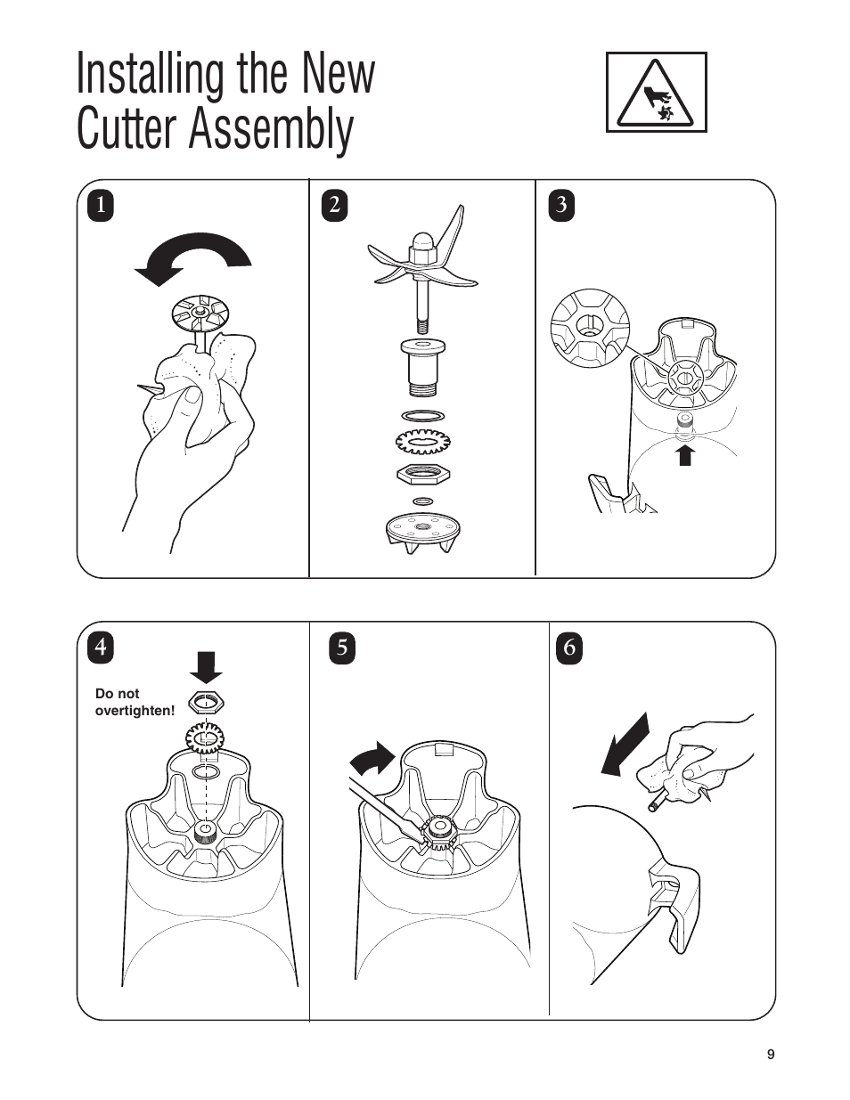Installing the new cutter assembly | Hamilton Beach HBB250S User Manual | Page 9 / 32