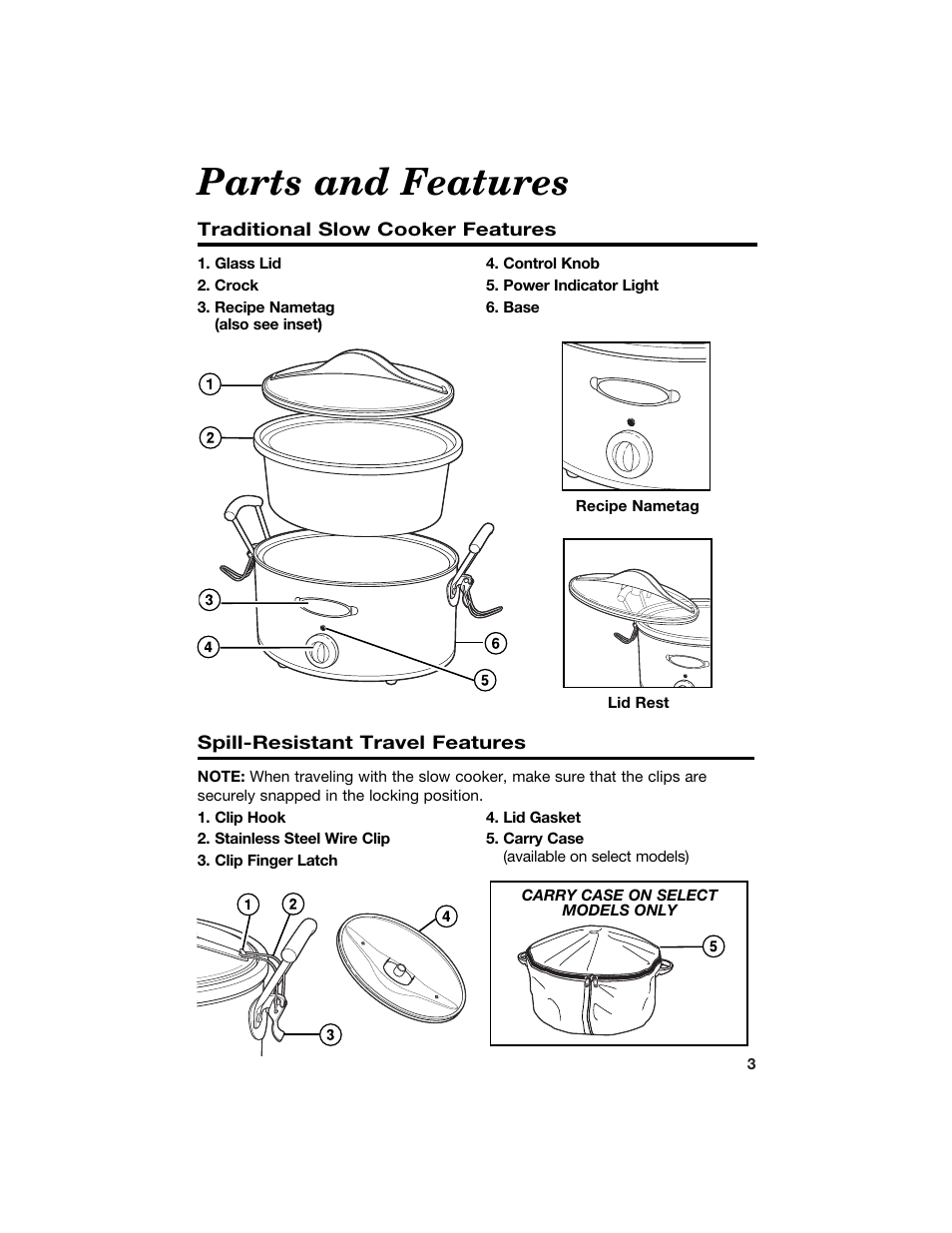 Parts and features | Hamilton Beach 840133300 User Manual | Page 3 / 13