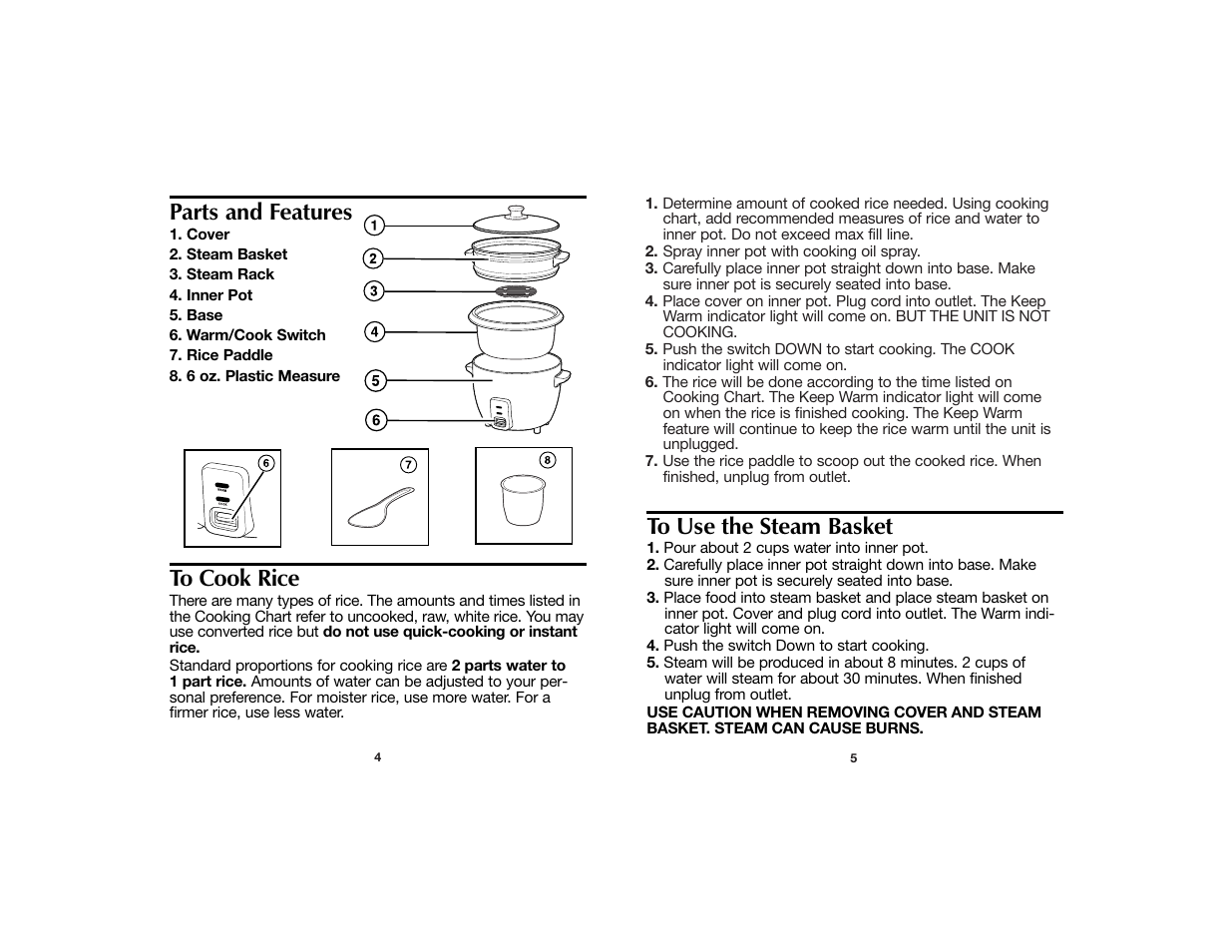 Parts and features | Hamilton Beach 840106800 User Manual | Page 3 / 5