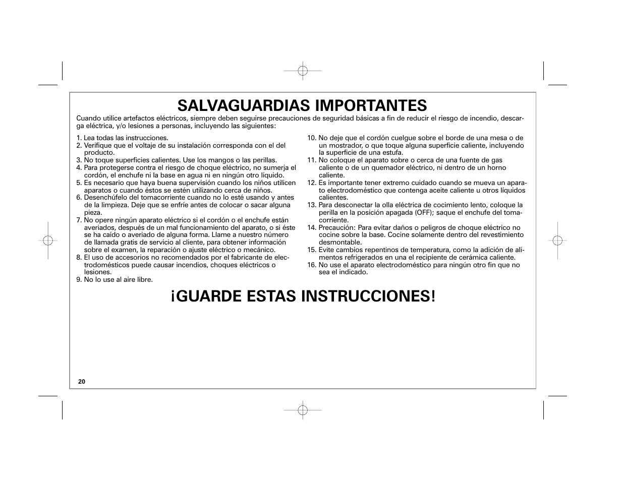 Salvaguardias importantes, Guarde estas instrucciones | Hamilton Beach 33041 User Manual | Page 20 / 32