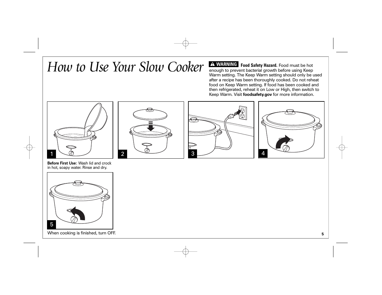 How to use your slow cooker | Hamilton Beach 33041 User Manual | Page 5 / 32