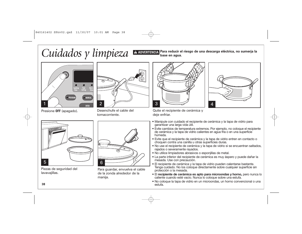 Cuidados y limpieza | Hamilton Beach 840161402 User Manual | Page 38 / 44