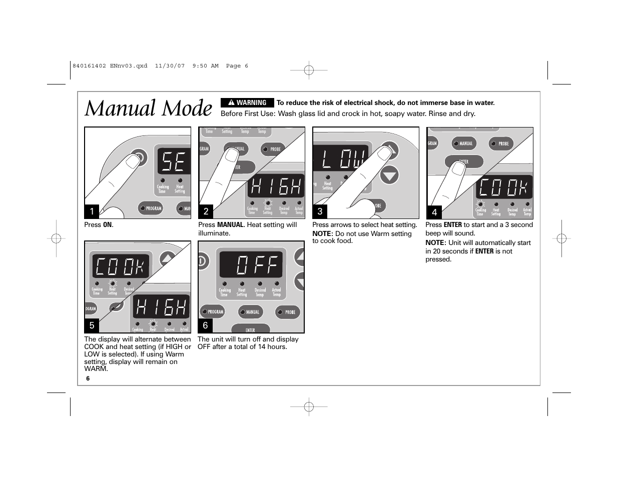 Manual mode | Hamilton Beach 840161402 User Manual | Page 6 / 44
