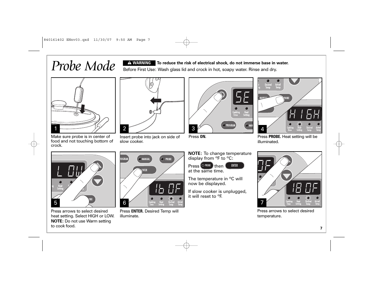 Probe mode | Hamilton Beach 840161402 User Manual | Page 7 / 44