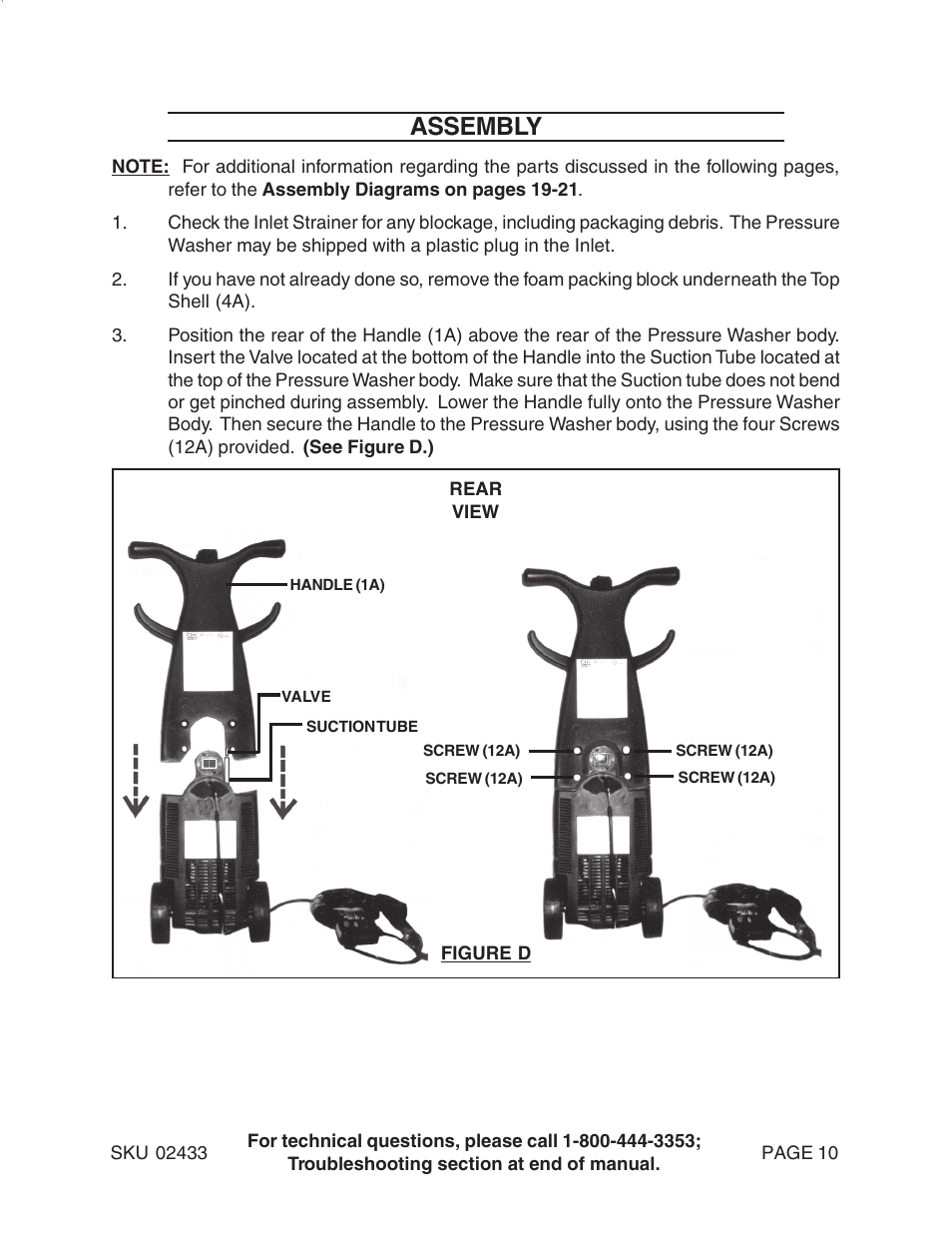 Assembly | Harbor Freight Tools 2433 User Manual | Page 10 / 24