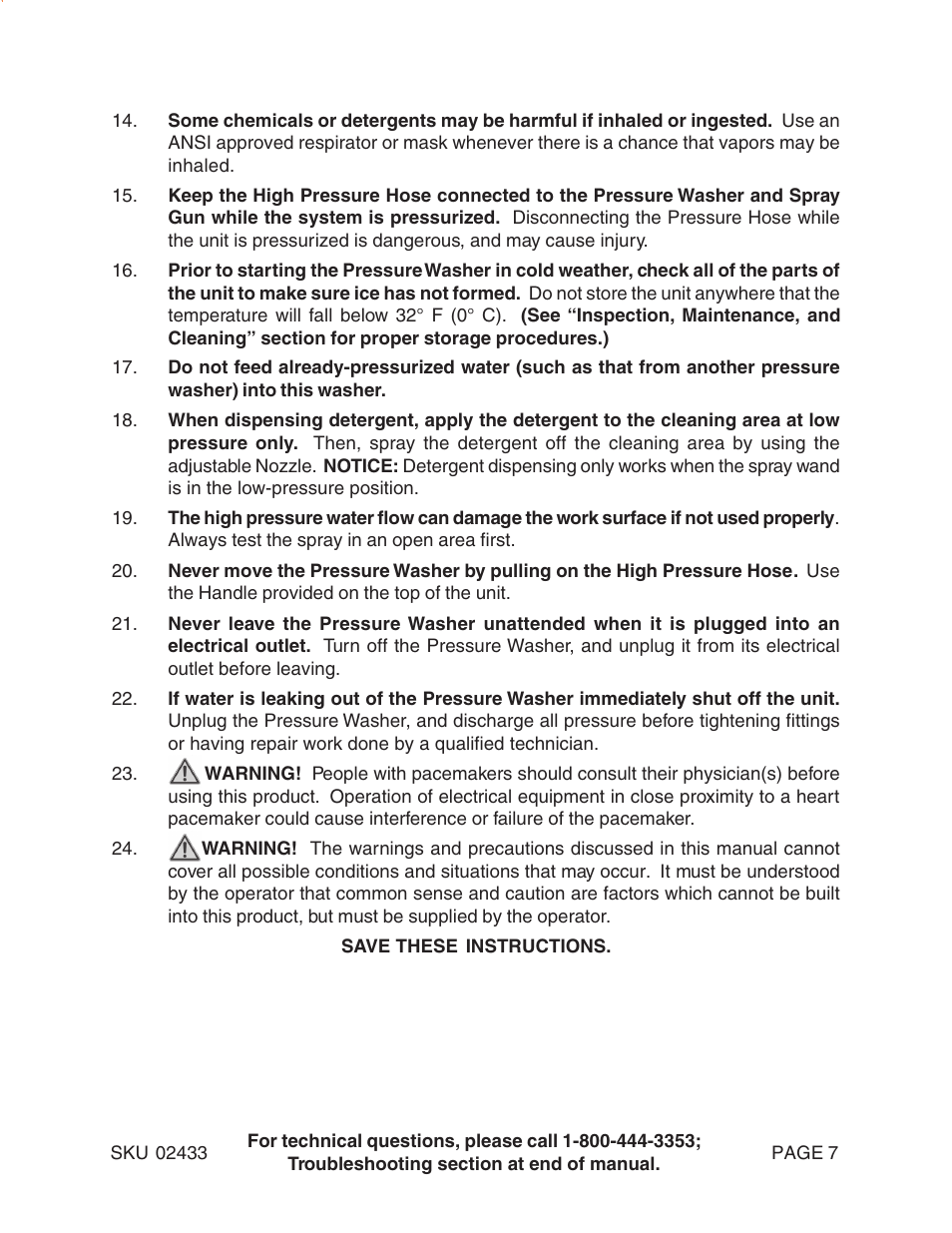 Harbor Freight Tools 2433 User Manual | Page 7 / 24