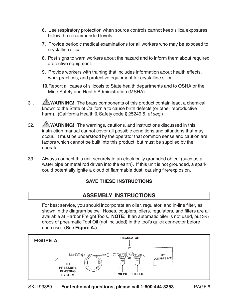 Assembly instructions | Harbor Freight Tools 93889 User Manual | Page 6 / 16